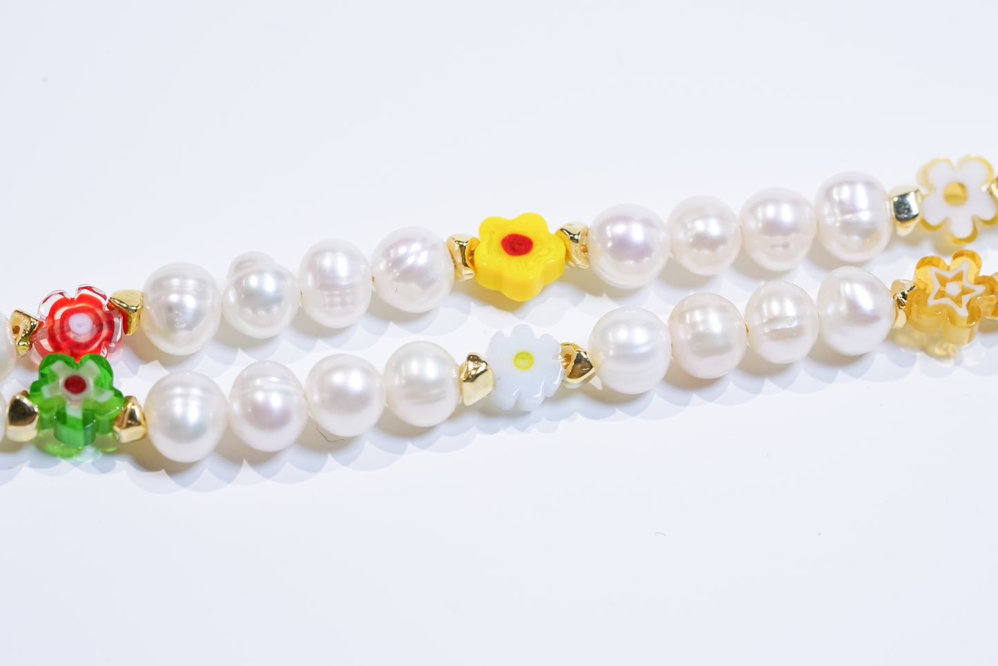 Pearl-Flower Glass Bead Charm/ Bracelet