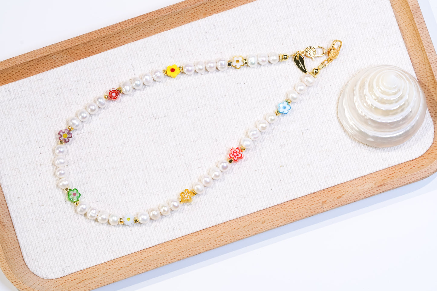 Pearl-Flower Glass Bead Charm/ Bracelet