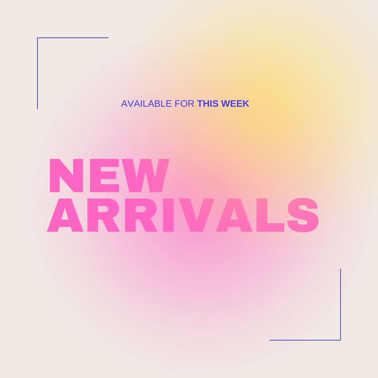 New Arrivals banner highlighting all natural phone strap products available this week in a vibrant design.