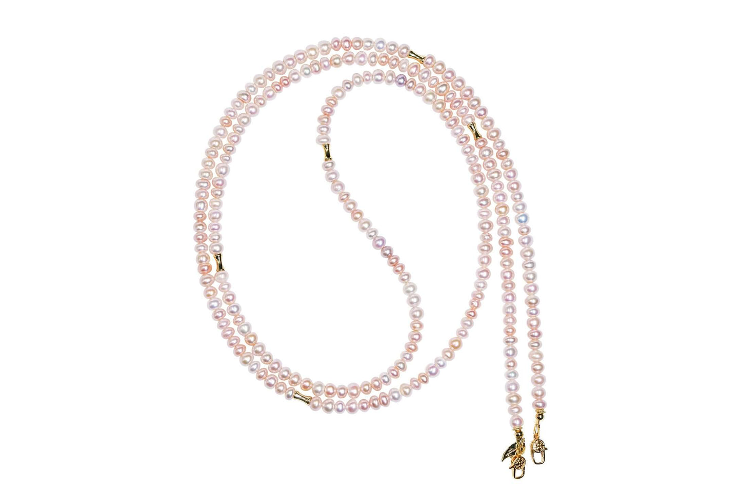 Candy pearl cross-body phone strap necklace with 925 silver accents, featuring natural pearls in soft hues for a stylish touch.